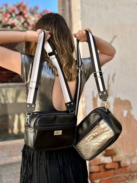 Bandolera combinada con doble compartimiento