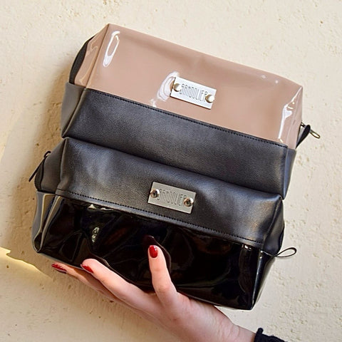 Neceser de cuerina y charol