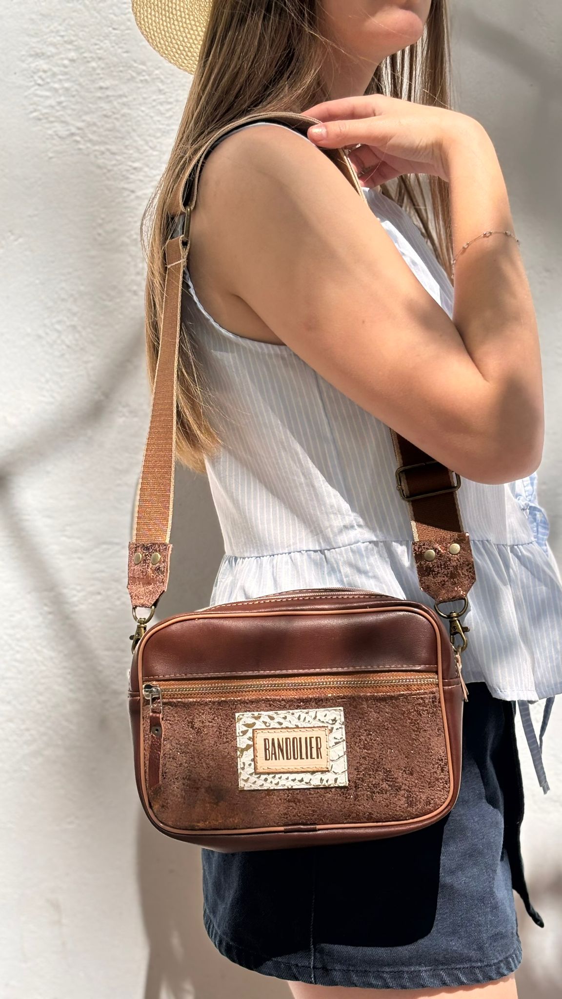 Bandolera combinada con doble compartimiento